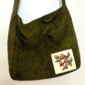 Olive Green Corduroy Mushroom Purse